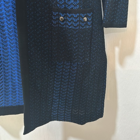 MIN WANG  WOMENS HEAVYWEIGHT CARDIGAN BLACK BLUE LONG SLEEVE SIZE SMALL - Picture 9 of 15